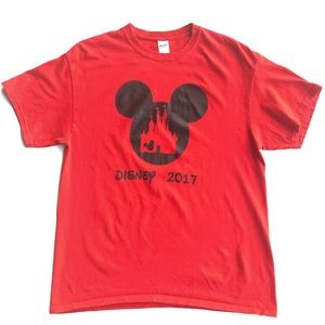 Disney Mickey Mouse Castle Red Large T-Shirt